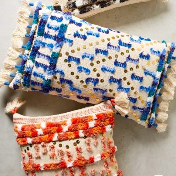 SOLD!!!🌟🌟🌟Anthropologie RARE Textured Safira Throw Pillow-Tangerine-20x20 - Picture 4 of 8